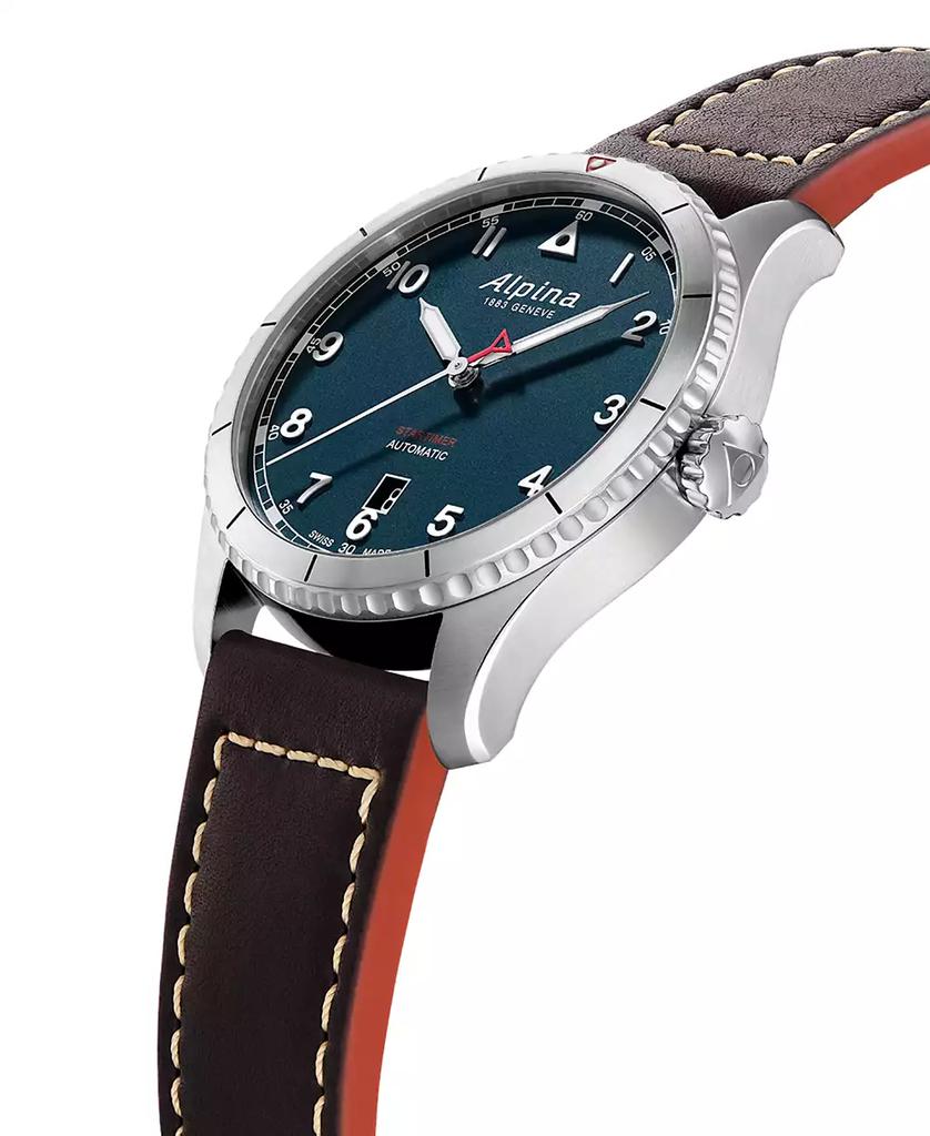 Alpina Men's Swiss Automatic Startimer Black Leather Strap Watch 41mm