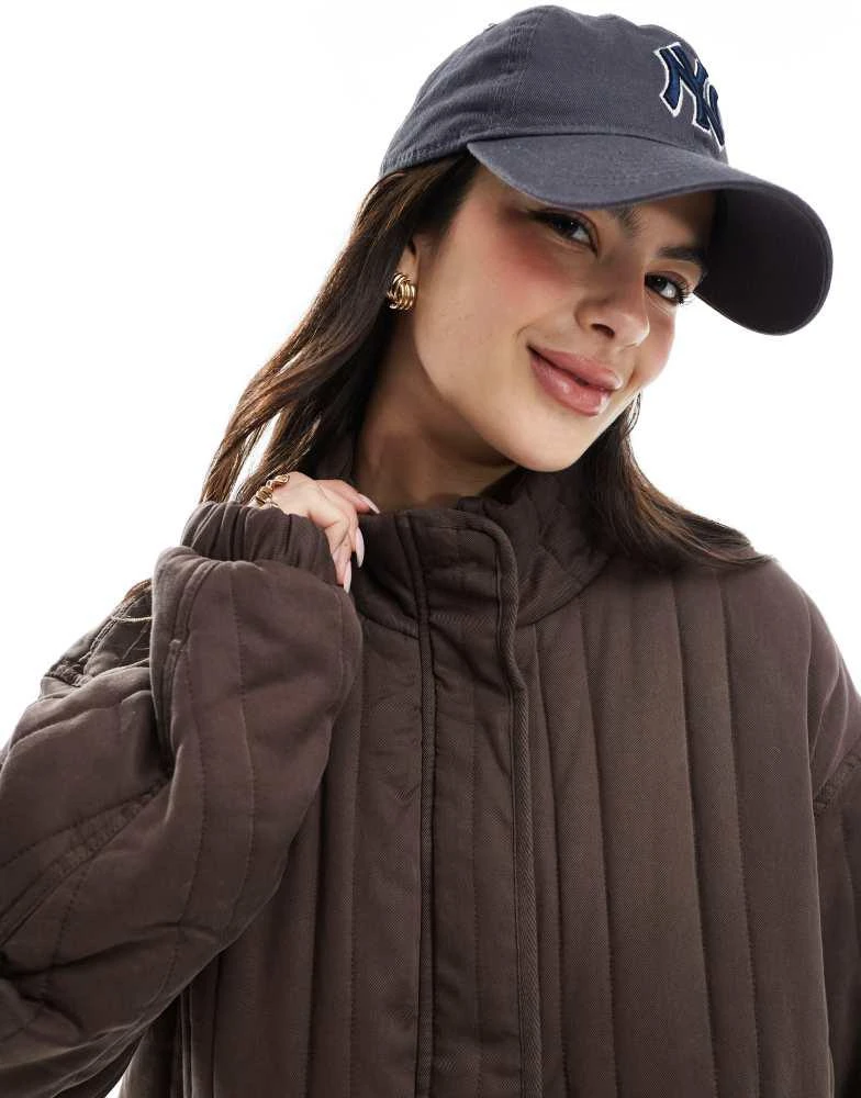 ASOS ASOS DESIGN funnel neck quilted jacket in brown 4