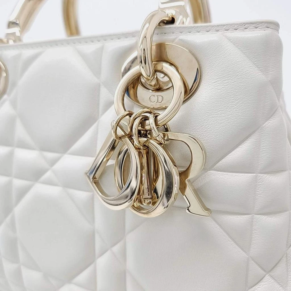 Dior Christian Dior White Leather Lady Dior 95.22 Bag 3