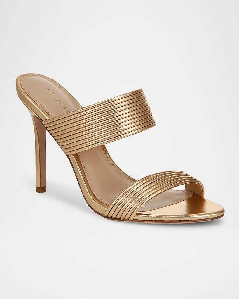 VERONICA BEARD Asha Metallic Dual-Band Slide Sandals 2