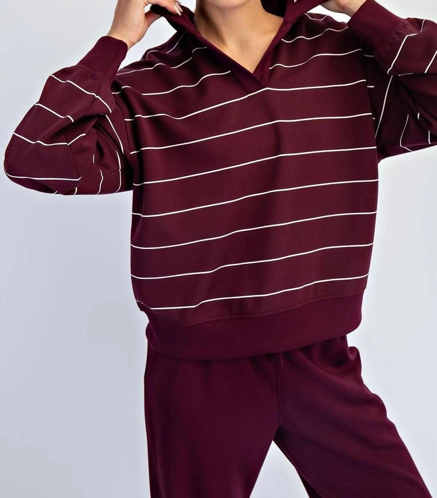 RAE MODE Rae Mode - Women
s Modal Scuba Stripe Polo Top