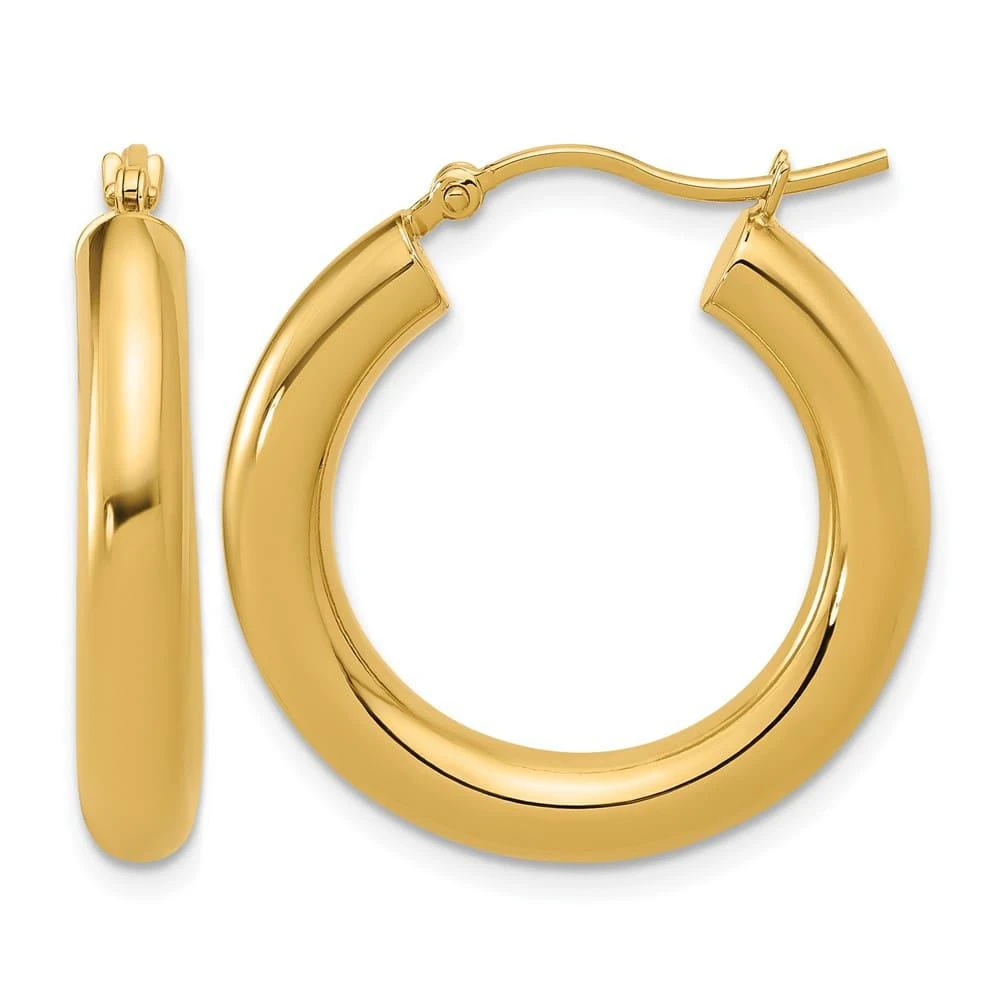 Diamond2Deal 14K Yellow Gold Lightweight Round Hoop Earrings