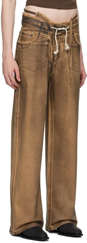 Ottolinger SSENSE Exclusive Brown Double Fold Jeans 2