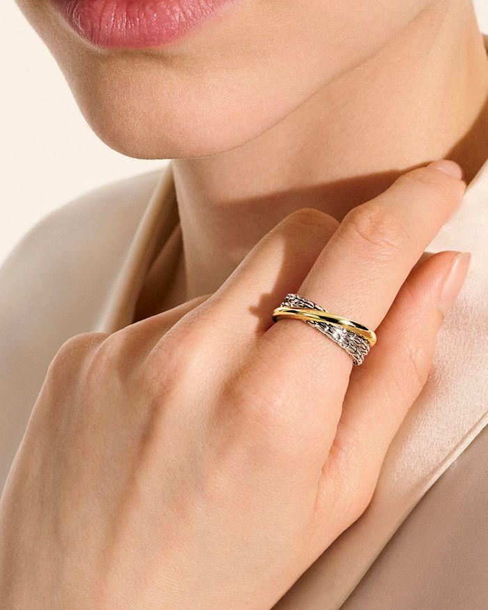 John Hardy 14K Yellow Gold & Sterling Silver JH Essentials Crossover Ring