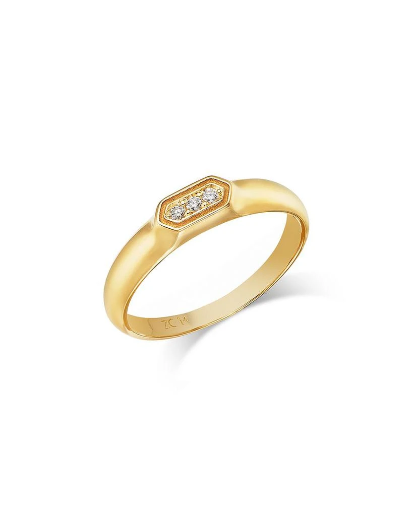 Zoe Chicco 14K Yellow Gold Diamond Signet Ring 1