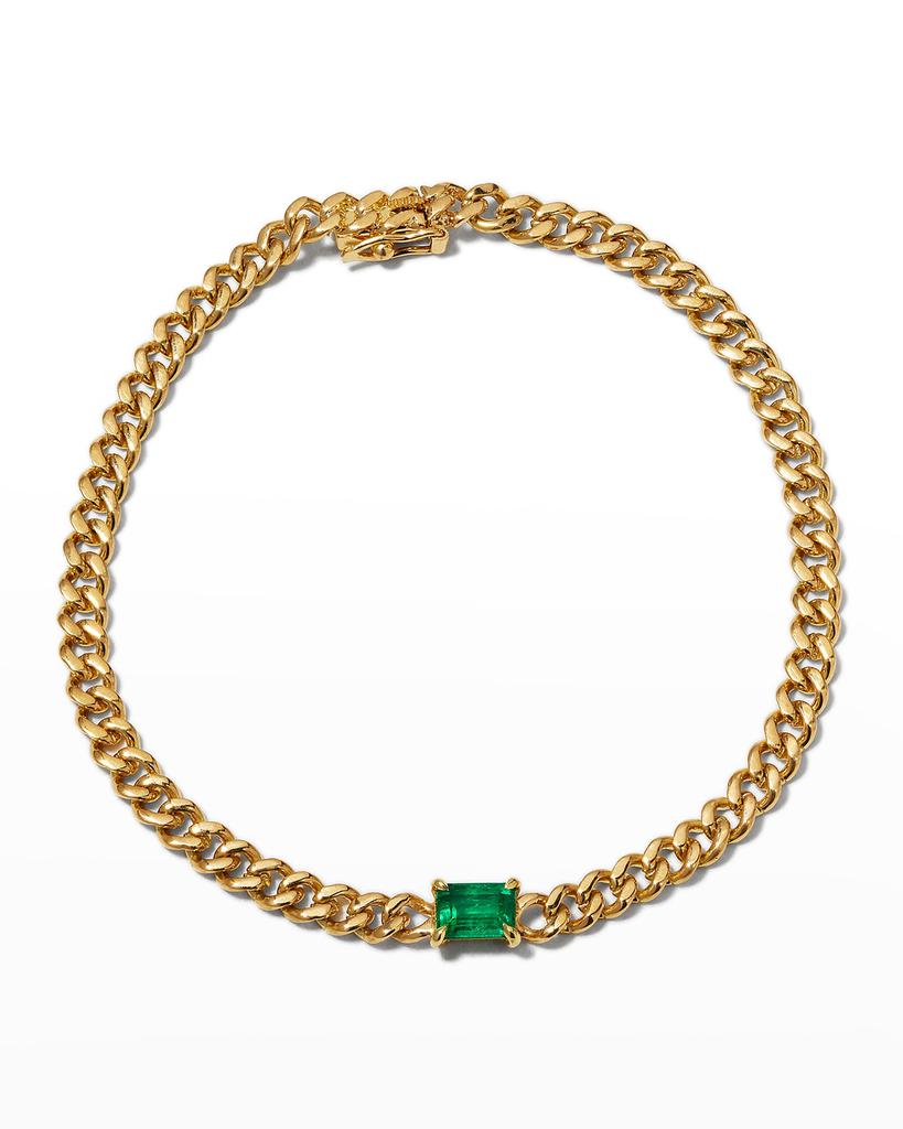 Anita Ko Cuban Link Bracelet with Colombian Emerald