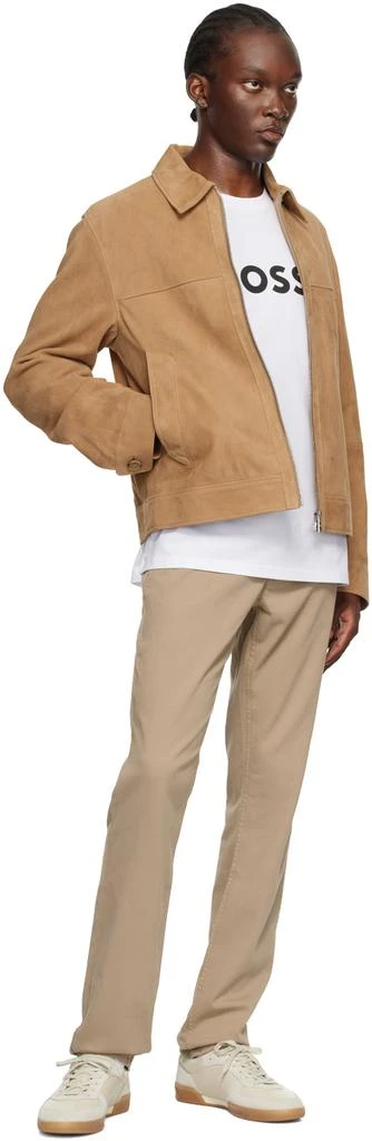 Hugo Boss Tan Regular-Fit Leather Jacket 4