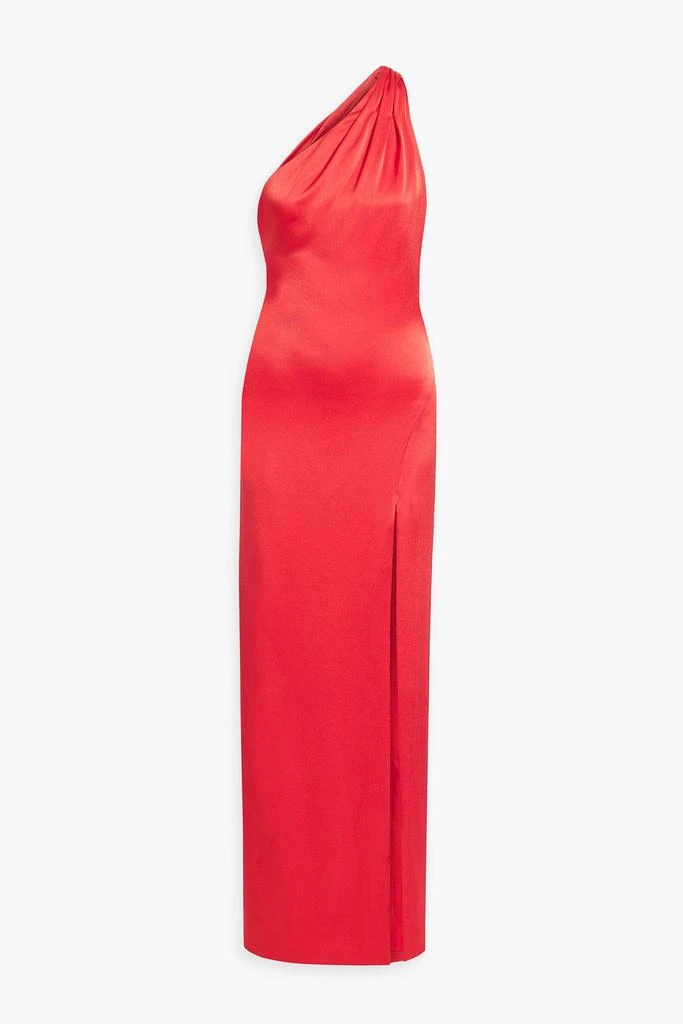 Alice + Olivia Paulette one-shoulder satin-crepe gown 1