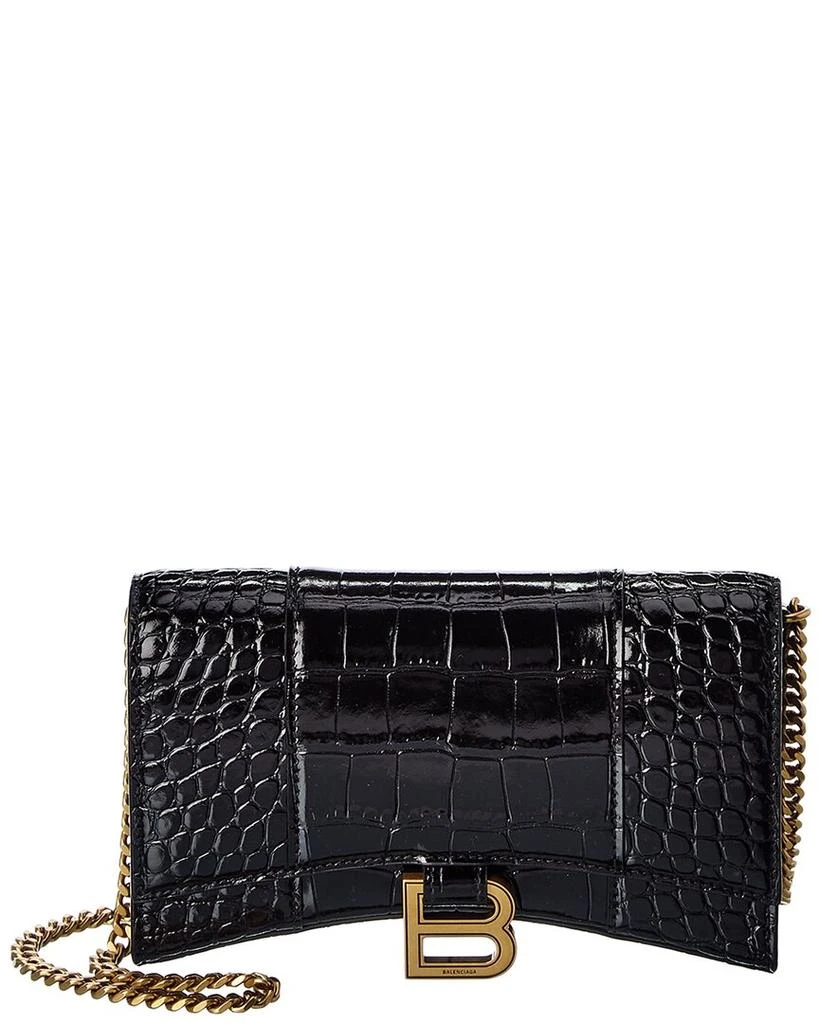 Balenciaga Balenciaga Hourglass Croc-Embossed Leather Wallet On Chain, os 1