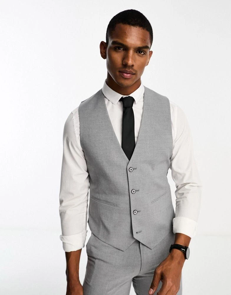 ASOS ASOS DESIGN slim suit waistcoat in grey 1