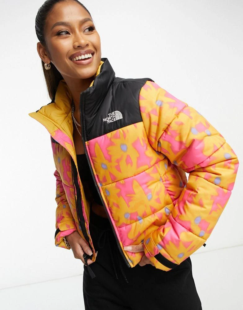 The North Face The North Face Saikuru cropped puffer in yellow flower print Exclusive at ASOS 1