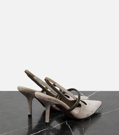 Brunello Cucinelli Monili suede slingback pumps 3