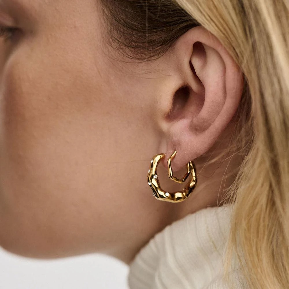 Orelia London Organic Wave Huggie Hoop Earrings 2
