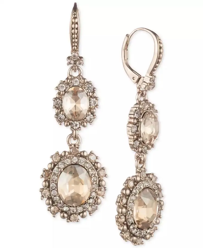 MARCHESA Gold-Tone Crystal Double Drop Earrings