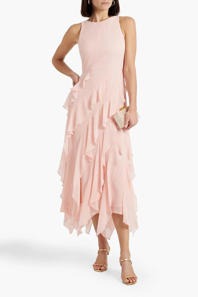 Badgley Mischka Ruffled chiffon midi dress 2