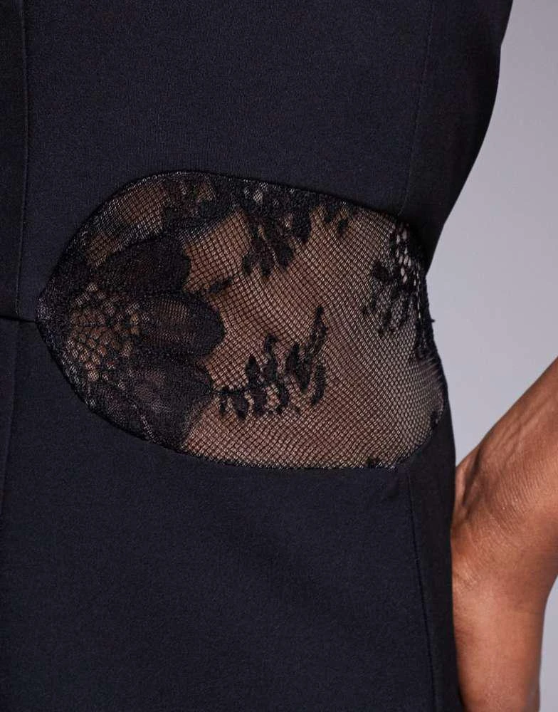 Jarlo Jarlo high neck fishtail maxi dress with lace panels in black 3