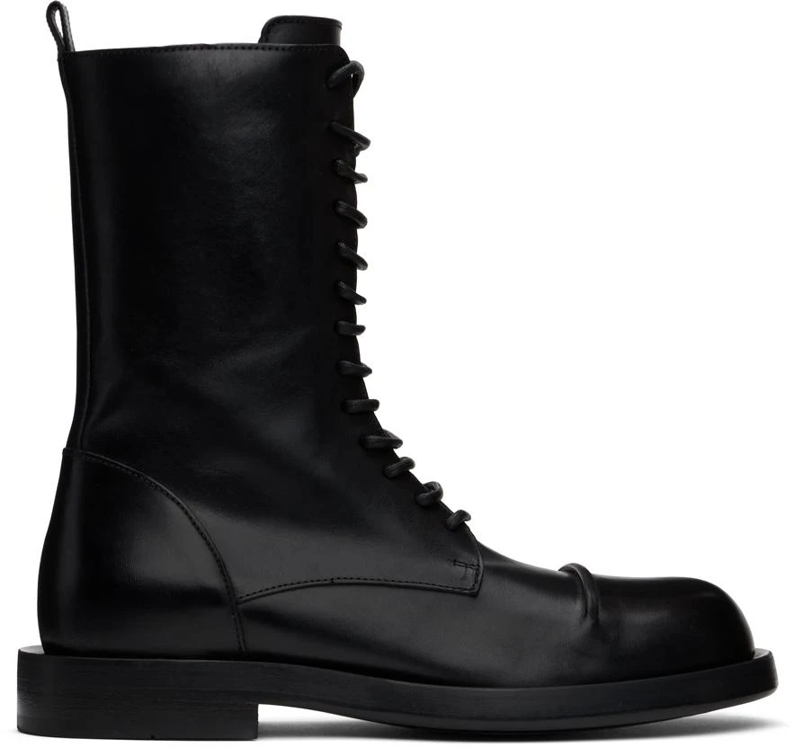 ANN DEMEULEMEESTER Black Gillian Pintuck Combat Boots 1