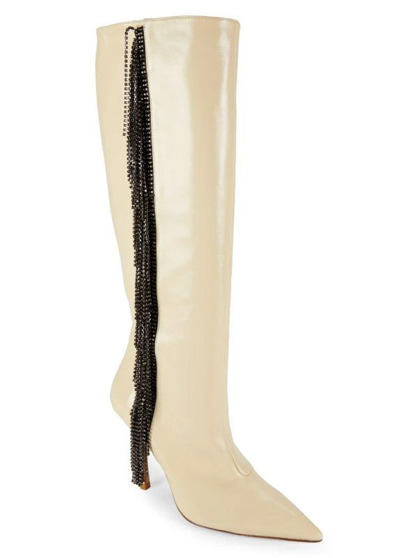 Stuart Weitzman 100MM Crystal Fringe Leather Knee High Boots 2