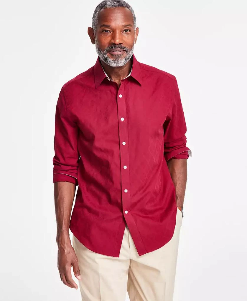 Club Room Men's Long Sleeve Diamond Jacquard Button-Front Shirt, Exclusively at Macy's 1