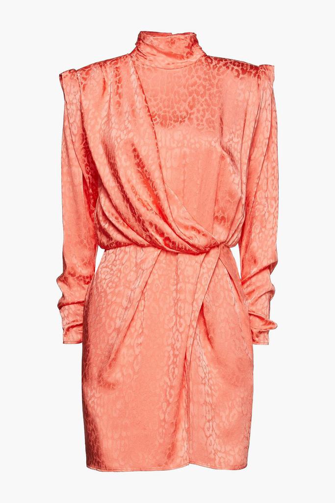 Dundas Montana wrap-effect draped satin-jacquard mini dress