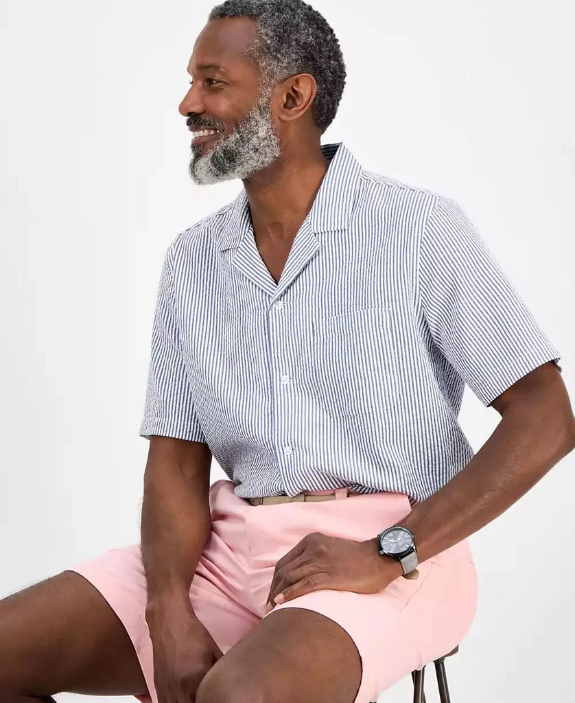 Club Room Men's Short Sleeve Striped Seersucker Button-Front Camp Shirt, Exclusively at Macy's 2