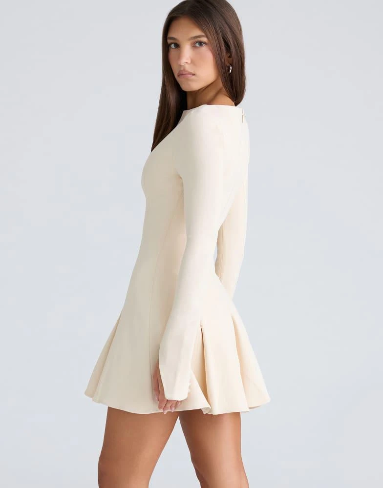 'Francesca' Vintage Cream Stretch Crepe Godet Mini Dress 'Francesca' Vintage Cream Stretch Crepe Godet Mini Dress
