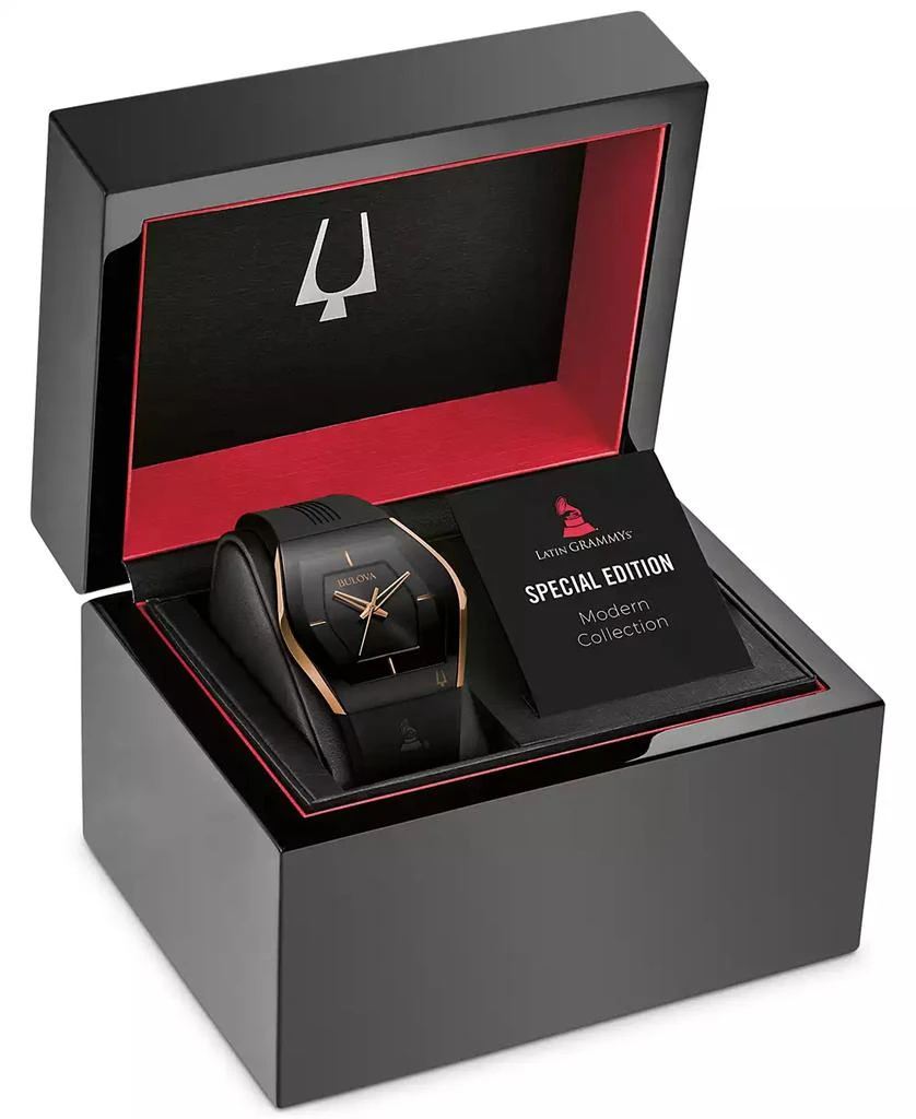 Bulova Men's Latin Grammy Black Silicone Strap Watch 40.5mm 4