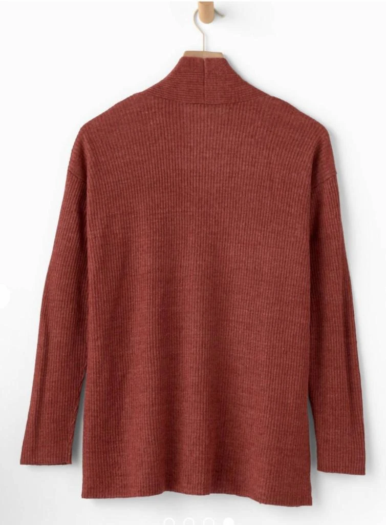 Eileen Fisher Organic Linen Ribbed Open Cardigan In Rust 3