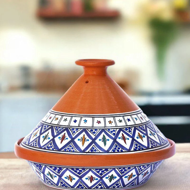 Kamsah Kamsah Bohemian Supreme Medium Blue Tagine Handcrafted Ceramic Cooking Pot 2