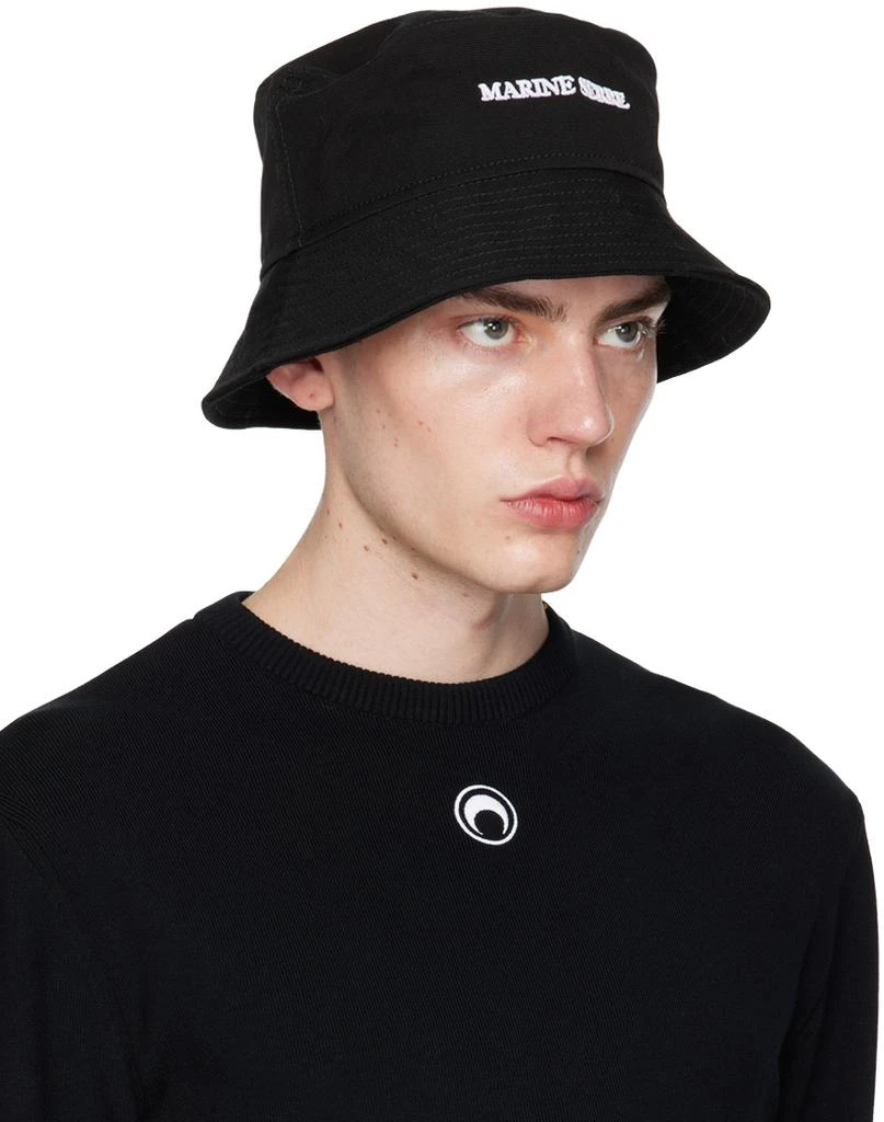 MARINE SERRE Black Canvas Bucket Hat 2