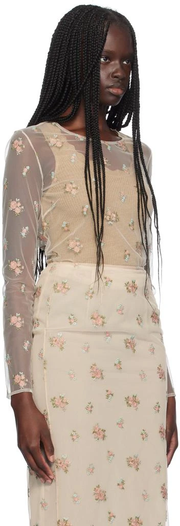 BLUMARINE Beige Sheer Floral Blouse 2