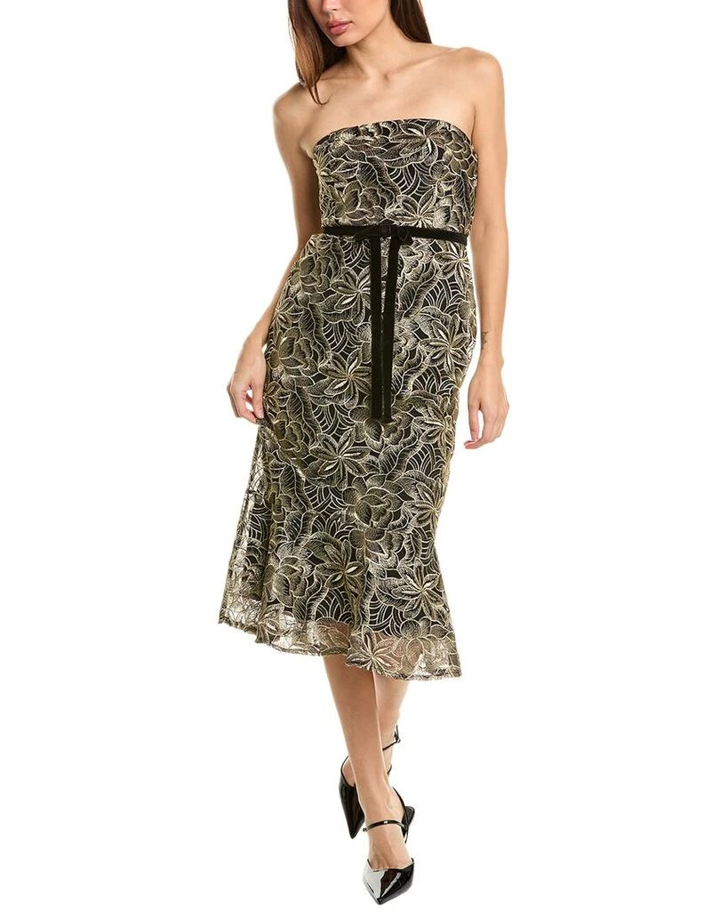 womens Platinum Leafy Embroidery Midi Dress, 0, Gold  On Sale Now with Up  to 67% Off | Discover Exclusive Deals & Savings at BeyondStyle  Authentic Sam  Edelman women|clothing|dresses with Limited-Time