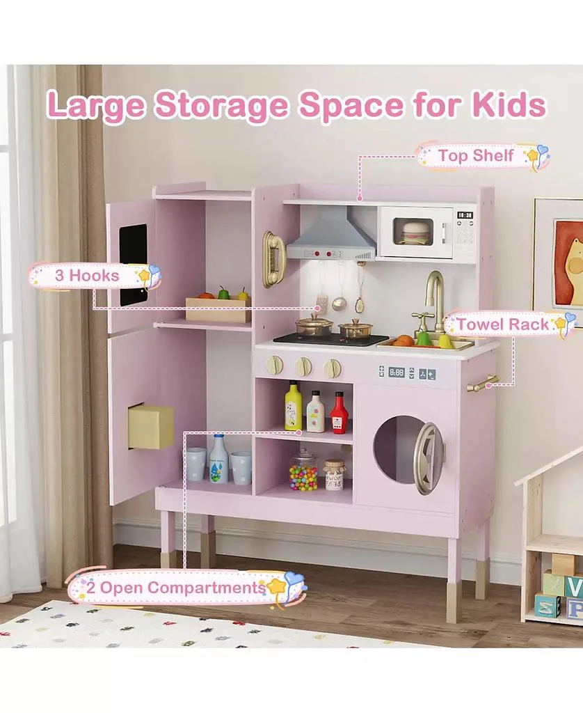 Mecale Pretend Play Kitchen Toy with Range Hood, Ice Maker 
Telephone for Kids  Role Play 6