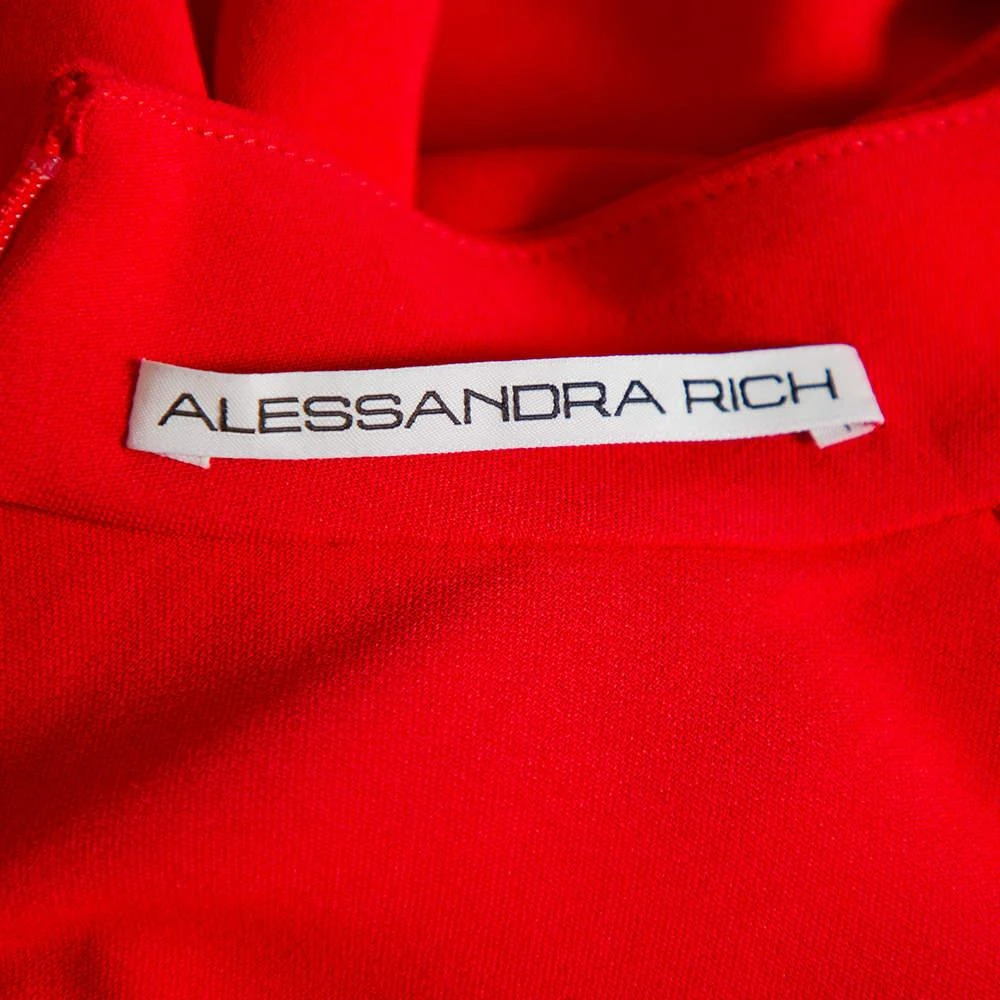 Alessandra Rich Alessandra Rich Red Crepe Embellished Button Belted Gown M 6