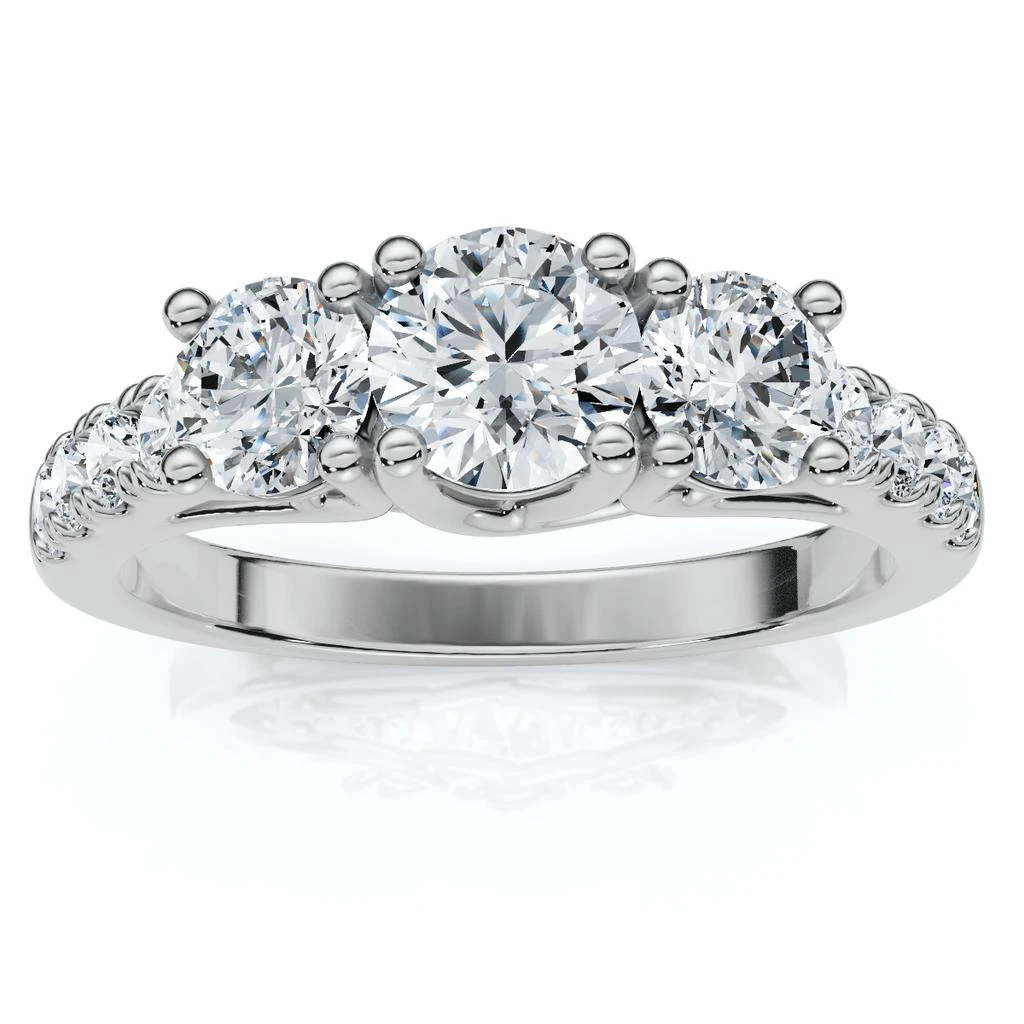 Pompeii3 1 1/4Ct Three Stone Diamond Engagement Ring 14k Gold or Platinum Lab Grown