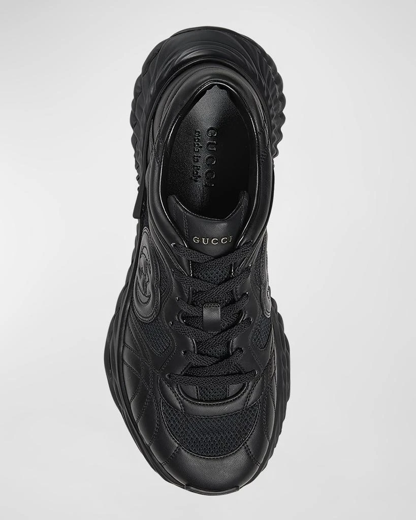 Gucci Men's Ripple Mesh and Leather Low-Top Sneakers 4