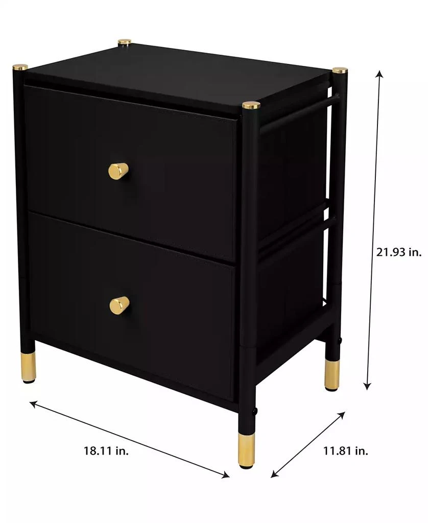 Simplify 2 Drawer Luxury Nightstand in Black 3