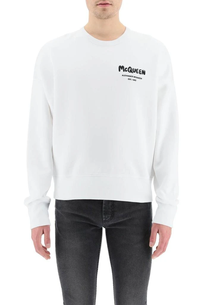 Alexander McQueen Alexander McQueen Grafitti Logo Printed Crewneck Sweatshirt 3