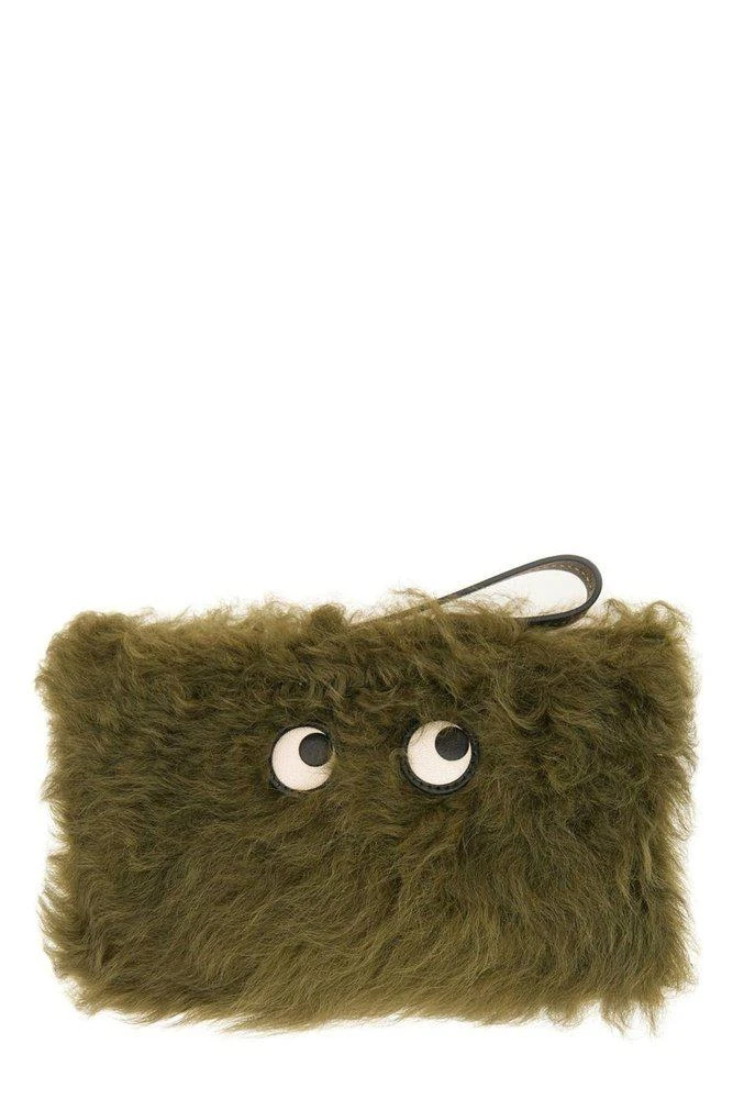 Anya Hindmarch Anya Hindmarch Shearling Logo Detailed Clutch Bag 1