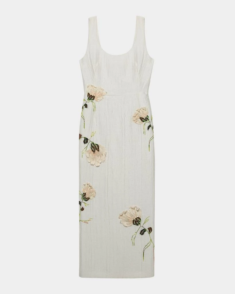 SIMKHAI Lilibeth Sleeveless Floral Applique Midi Dress