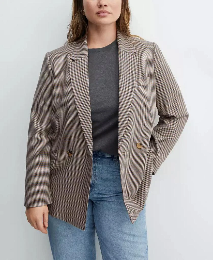 MANGO Women's Houndstooth Wool-Blend Blazer 7