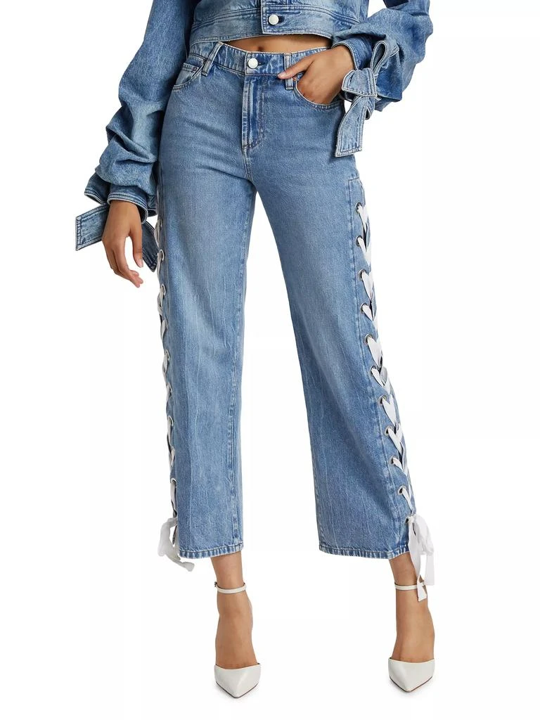 Alice + Olivia Reita Lace-Up Straight-Leg Jeans 3