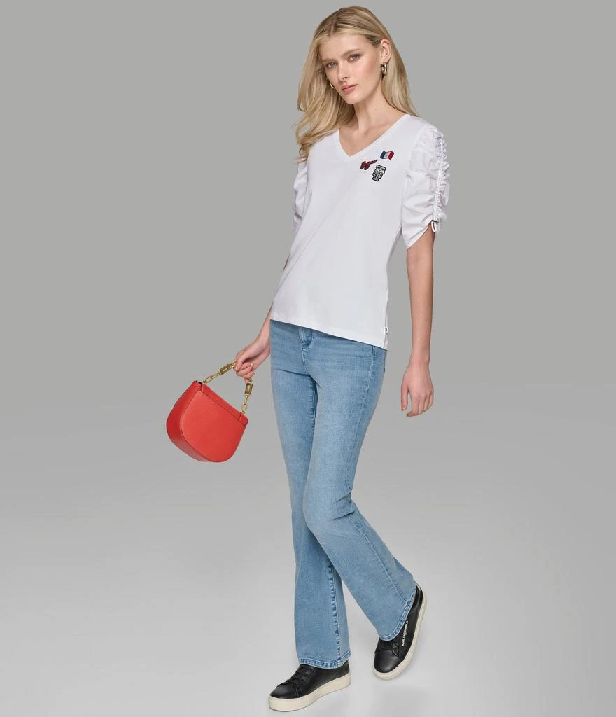 Karl Lagerfeld Paris RUCHED SHORT SLEEVE TOP WITH PINS 7