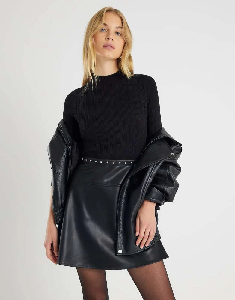 river island leather dress Buy River Island Black Faux Leather Belted Flippy Mini Dress from Next  Thailand