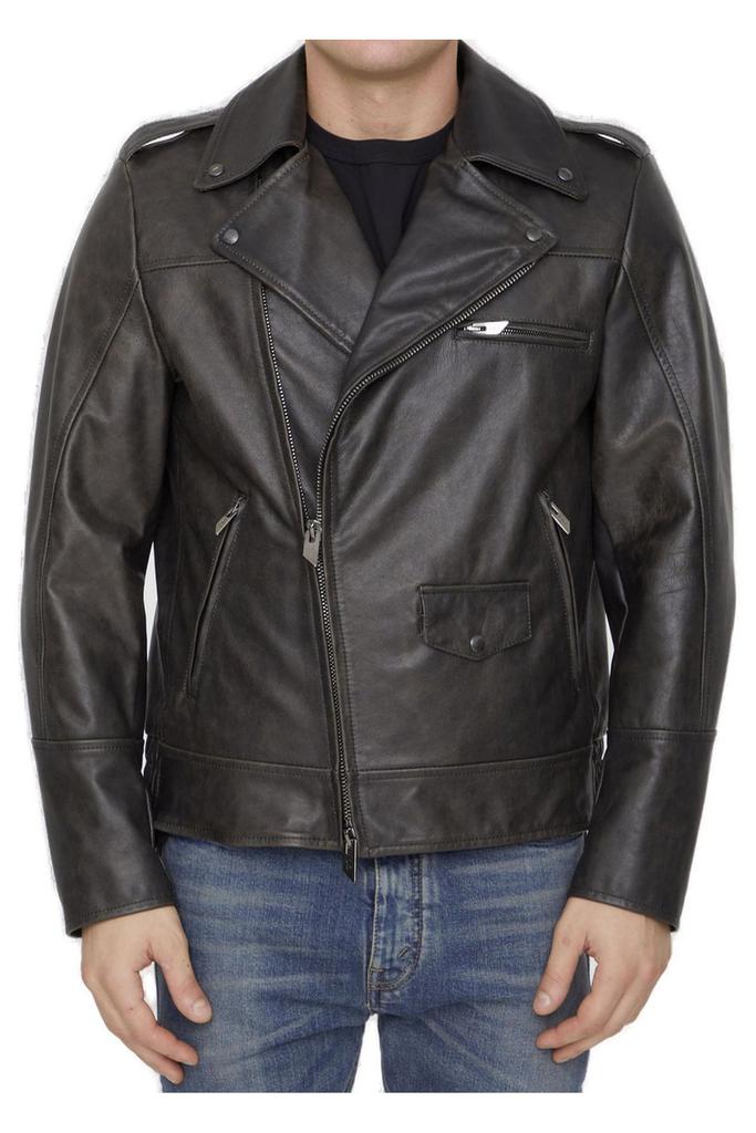 Salvatore Santoro Zip Detailed Leather Biker Jacket – On