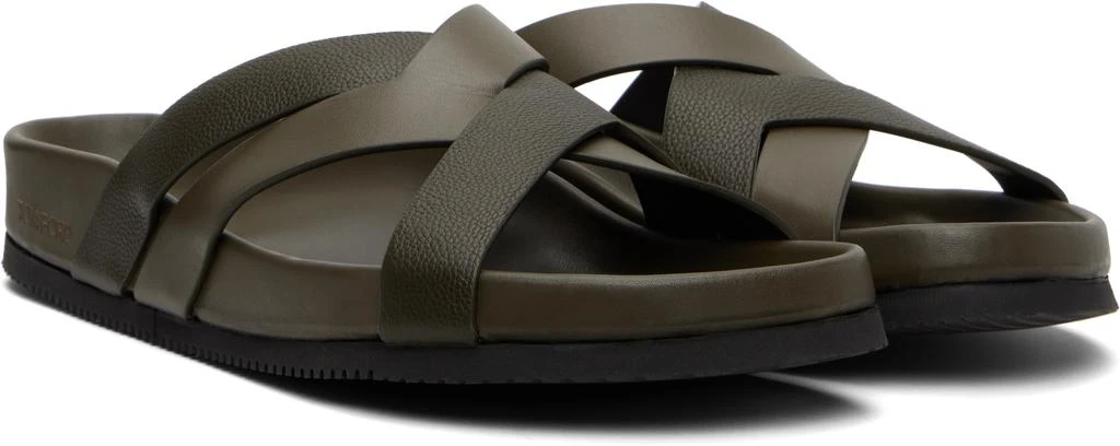 Tom Ford Khaki Smooth 
Supple Grain Leather Sandals 4