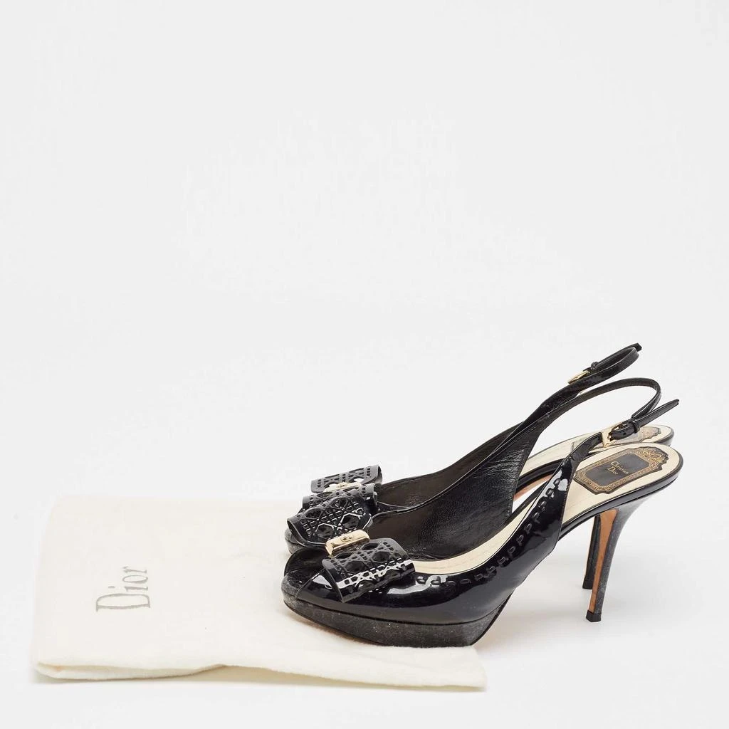 Dior Dior Black Patent Leather Peep Toe Slingback  Pumps Size 39.5 9