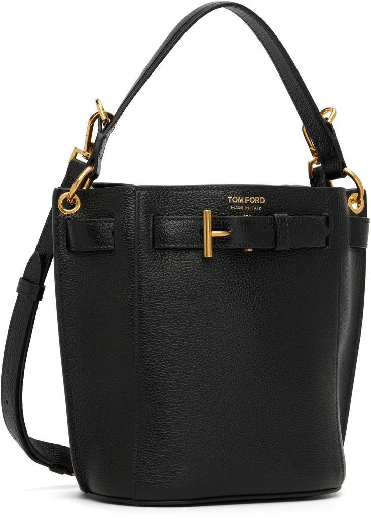Tom Ford Black Mini Grained Leather Audrey Bucket Bag 2