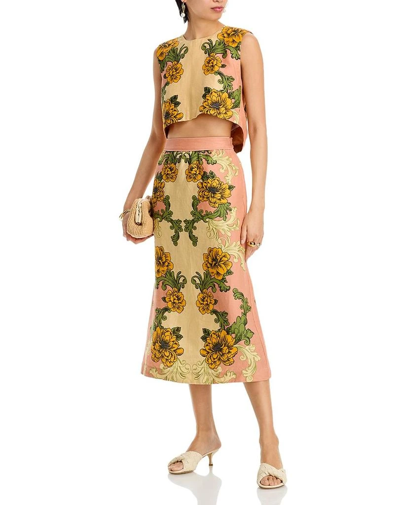 Farm Rio Delicate Flower Linen Arabesque Skirt 2