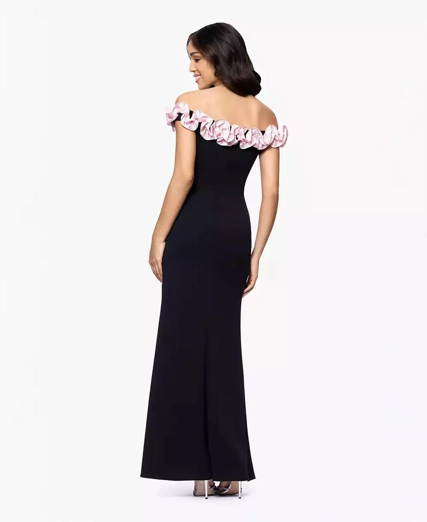 Blondie Nites Juniors' Off-The-Shoulder Ruffled Evening Gown 2